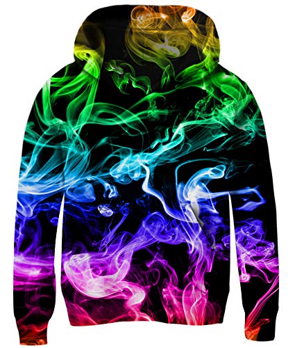 Loveternal Bunter Rauch Kapuzenpullover 10-13 Jahre 3D Hoodie Colorful Langarm Sweatshirt Poullover für Frauen Männer mit Kordelzug XXL von Loveternal