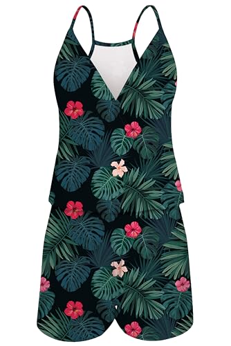 Loveternal Damen Jumpsuit Sommer Casual Ärmellose Strampler Lose Spaghettiträger Shorts Rompers Overall mit Taschen L von Loveternal