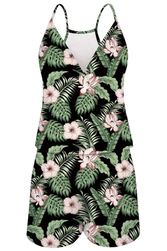 Loveternal Damen Jumpsuit Sommer Casual Ärmellose Strampler Lose Spaghettiträger Shorts Rompers Overall mit Taschen L von Loveternal