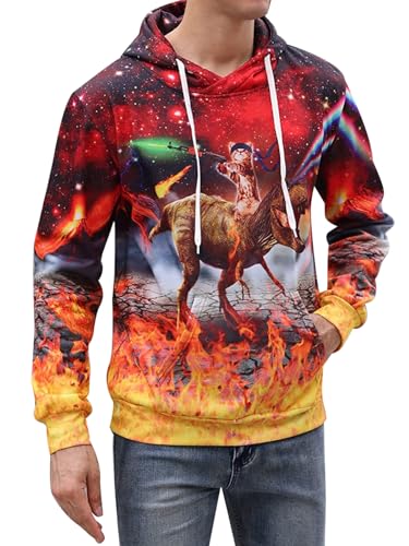 Loveternal Dinosaurier Kapuzenpullover 3D Druck Hoodie Long Sleeve Katze Sweatshirt für Männer Frauen XXL von Loveternal