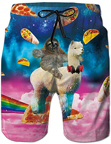 Loveternal Faultier Badehose Lustig 3D Duck Badehose für Herren Kurze Galaxy Schnelltrocknend Galaxies Hawaii Badehosen 3XL von Loveternal