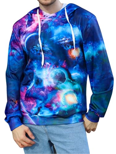 Loveternal Galaxis Hoodie Männer 3D Druck Kapuzenpullover Langarm Tops Leichte Sweatshirts Mit Taschen M von Loveternal