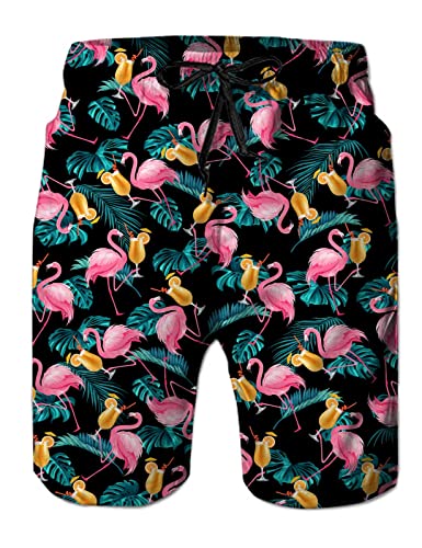 Loveternal Hawaii Badehose 3D Schnell Trocknend Badehose Lustig Coole Bier Badeshorts für Männer Flamingo Beach Shorts XL von Loveternal