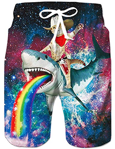 Loveternal Hawaii Badehose 3D Schnell Trocknend Katze Badehose Lustig Coole Hai Badeshorts für Männer XL von Loveternal