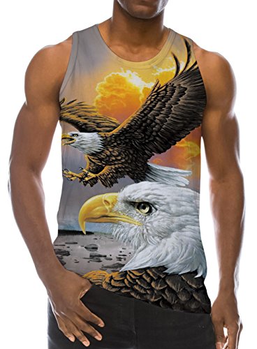 Loveternal Herren 3D Gedruckt Tank Top Casual Sommer Ärmelloses T-stücke Weste Wings Eagle T-Shirt L von Loveternal