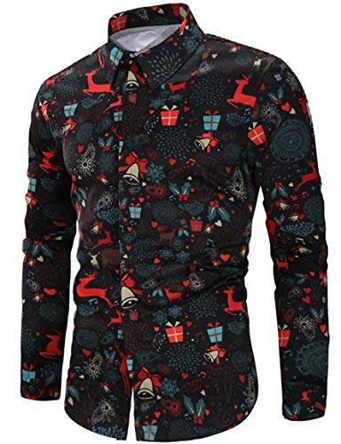 Loveternal Hemd Weihnachten Elk Christmas Shirt Herren 3D Druck Hemden Weihnachten Deer Langärm Slim Fit Funky Xmas Shirt XL von Loveternal