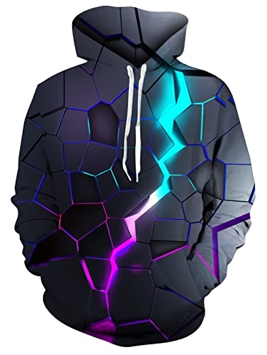 Loveternal Herren Hoodie Fleece Hoody Unisex Pullover 3D Blitz Druck Sweatshirt Langarm Sweatjacke Sport Pulli Coole Streetwear Kapuzenpullover Paar Kapuzenjacke mit Kapuze Kapuzen für Männer XL von Loveternal