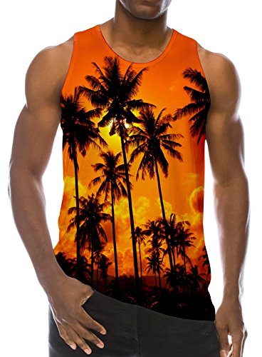 Loveternal Herren Sommer Kokospalme Westen Gedruckt Tank Top Casual Workout Ärmelloses T-Shirt XL von Loveternal