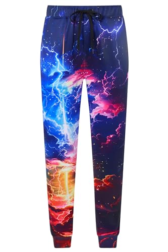 Loveternal Hipster Hose Herren Galaxisn Jogginghose 3D Druck Geometric Sweatpants Sport Hosen Casual Baggy Flame Jogginghose L von Loveternal