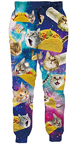 Loveternal Hipster Hose Herren Pizza Katze Jogginghose 3D Druck Cat Sweatpants Sport Hosen Casual Baggy Jogginghose L von Loveternal