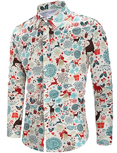 Loveternal Hirsch Christmas Shirt Herren 3D Druck Hemd Weihnachten Langärm Slim Fit Lustige Deer Funky Hemden M von Loveternal