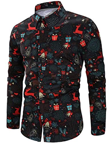 Loveternal Hirsch Christmas Shirt Herren 3D Druck Hemd Weihnachten Langärm Slim Fit Lustige Deer Funky Hemden M von Loveternal