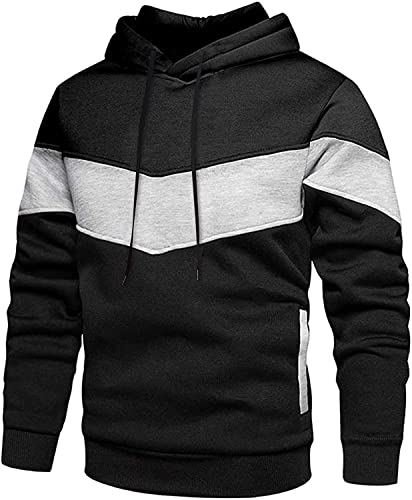 Loveternal Hoodie Damen Herren Kapuzenpullover Patchwork Unisex Pullover mit Kapuze Casual Sweatshirt Sport Classic Farbabstimmung Hoody mit Tasche, Schwarz,3XL von Loveternal