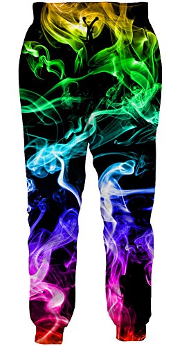 Loveternal Jogginghose Herren Muster Sweatpants für Herren Bunter Rauch Hipster Coole Jogger Lustige Hosen Lässige Workout Jogginghose für Teen M von Loveternal