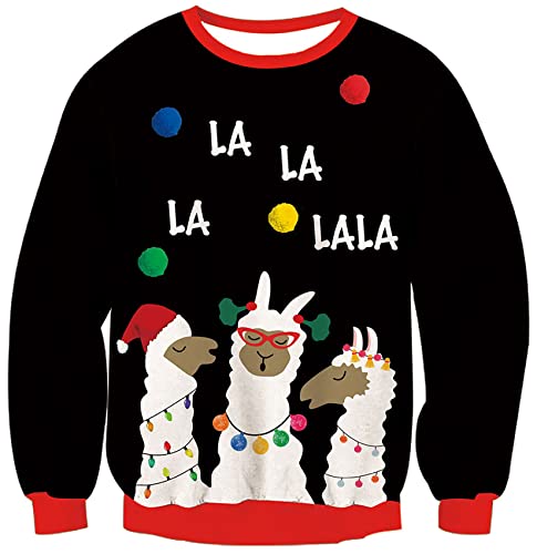 Loveternal Kinder Unisex Weihnachtspullover Strickpullover 3D Alpaka Drucken Warmer Langarm Weihnachtspullis Gestrickt Pullover Sweatshirt für Jungen Mädchen 11-12 Jahre von Loveternal