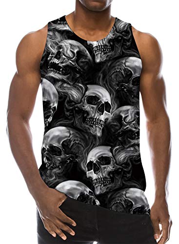 Loveternal Mens Muskelshirt Skull Ärmelloses T-Shirt 3D Print Neuheit Casual Graphic Tank Top XL von Loveternal