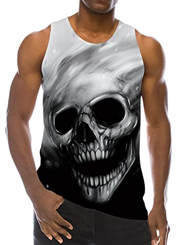 Loveternal Mens Muskelshirt Skull Ärmelloses T-Shirt 3D Print Neuheit Casual Graphic Tank Top XL von Loveternal