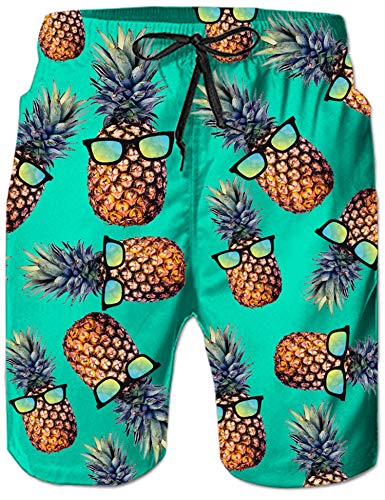 Loveternal Outdoor Shorts Herren Strand Shorts 3D Ananas Gedruckt Board Shorts Schnell Trocknend Badeshorts Blau XL von Loveternal
