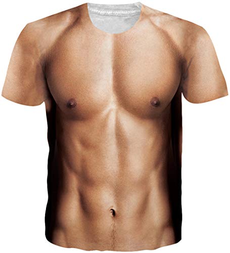 Loveternal Six-Pack Abs T-Shirt 3D Druck Tees Casual Muskelshirt Grafik Kurzarm Hässliche Tops Tees für Frauen Männer XL von Loveternal