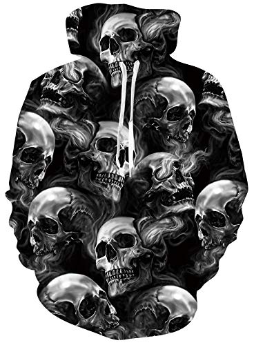 Loveternal Skull Hoodie Männer 3D Druck Kapuzenpullover Schädel Langarm Tops Leichte Sweatshirts Mit Taschen M von Loveternal