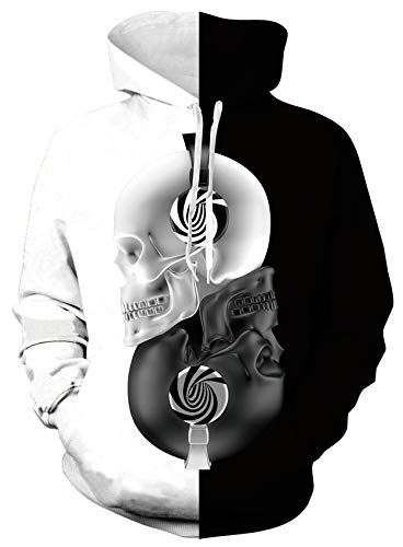 Loveternal Skull Hoodie Männer 3D Druck Kapuzenpullover Schädel Langarm Tops Leichte Sweatshirts Mit Taschen M von Loveternal