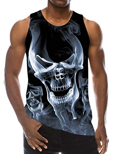 Loveternal Skull Muskelshirts Herren 3D Druck Tank Top Casual Sommer Ärmelloses T-stücke L von Loveternal