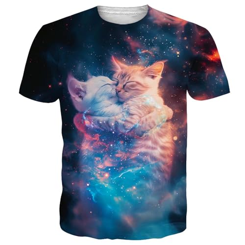 Loveternal T Shirt Herren Sixpack Katze Aufdruck Damen Tshirt Ugly Lustige Männer Rundhals Kurzarm Sommer T Shirts Unisex Bauchmuskel Oktoberfest Karneval XXL von Loveternal