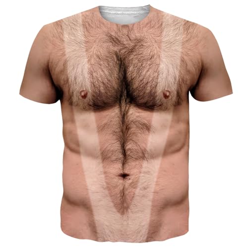 Loveternal T Shirt Herren Sixpack Muskeln Aufdruck Damen Tshirt Ugly Lustige Männer Rundhals Kurzarm Sommer T Shirts Unisex Bauchmuskel L von Loveternal