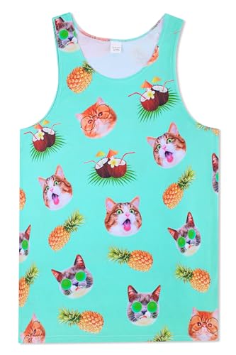 Loveternal Tank Top Herren Sommer Muskelshirt 3D Druck Ananas Katze Tankshirt T-Shirt Ärmellos Weste Muskelshirt Stringer Fitness M von Loveternal