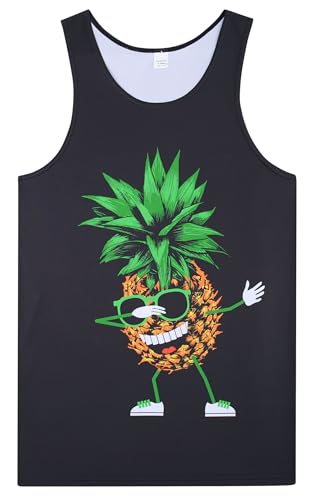 Loveternal Tank Top Herren Sommer Muskelshirt 3D Druck lustige Ananas Tankshirt T-Shirt Ärmellos Weste Muskelshirt Stringer Fitness M von Loveternal