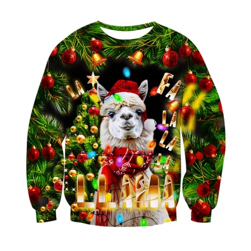 Loveternal Ugly Weihnachtspullover Herren 3D Druck Hässliche Christmas Sweater Langarm Xmas Alpaka Pullover Jumper XL von Loveternal