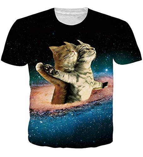 Loveternal Unisex T-Shirt 3D Druck T-Shirt Casual Titanische Katze Grafik Kurzarm Tops Tees Shirt Weiß M von Loveternal