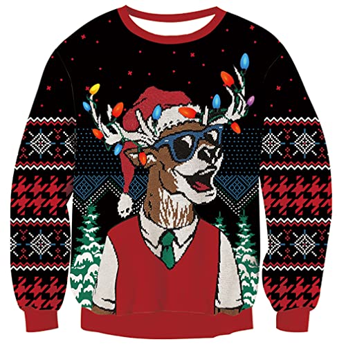 Loveternal Unisex Weihnachtspullover Jungen Strickpullover 3D Druck Pullover Weihnachten Jumper Ugly Christmas Sweater S von Loveternal