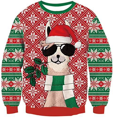 Loveternal Weihnachten Jungen Sweatshirt - Kinder Weihnachtspullover Strickpullover 3D Alpaka Drucken Weihnachtspulli Pullover Langarm 7-8 Jahre von Loveternal