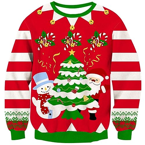 Loveternal Weihnachten Jungen Sweatshirt - Kinder Weihnachtspullover Strickpullover 3D Weihnachtsbaum Drucken Weihnachtspulli Pullover Langarm 7-8 Jahre von Loveternal
