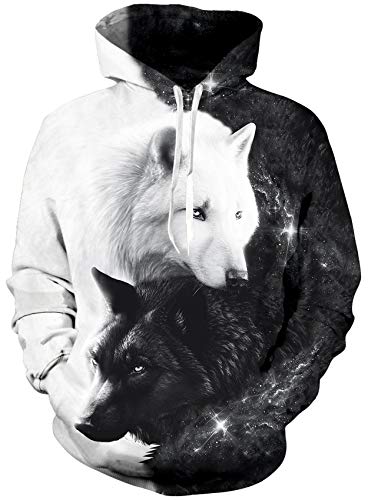 Loveternal Wolf Pullover Unisex Kapuzenpullover 3D Druck Hoodie Herren Langarm Fleece Sweatshirt für Teen Jungen Mädchen L von Loveternal