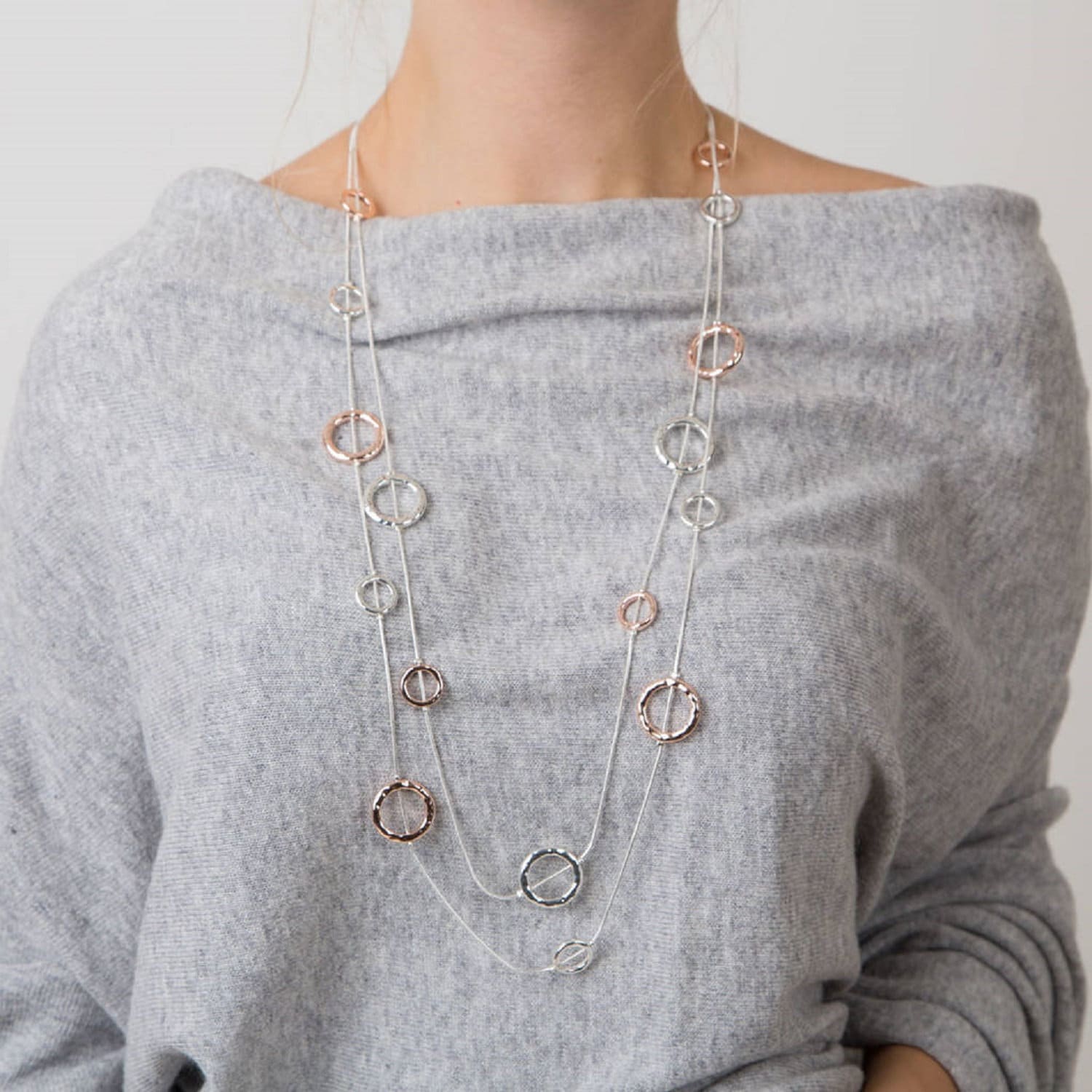 Doppelkette Geschmolzene Kreis Halskette Roségold & Silber Schmuck Doppelkette Geschmolzene Kreis Halskette Roségold & Silber Schmuck von Lovethelinks