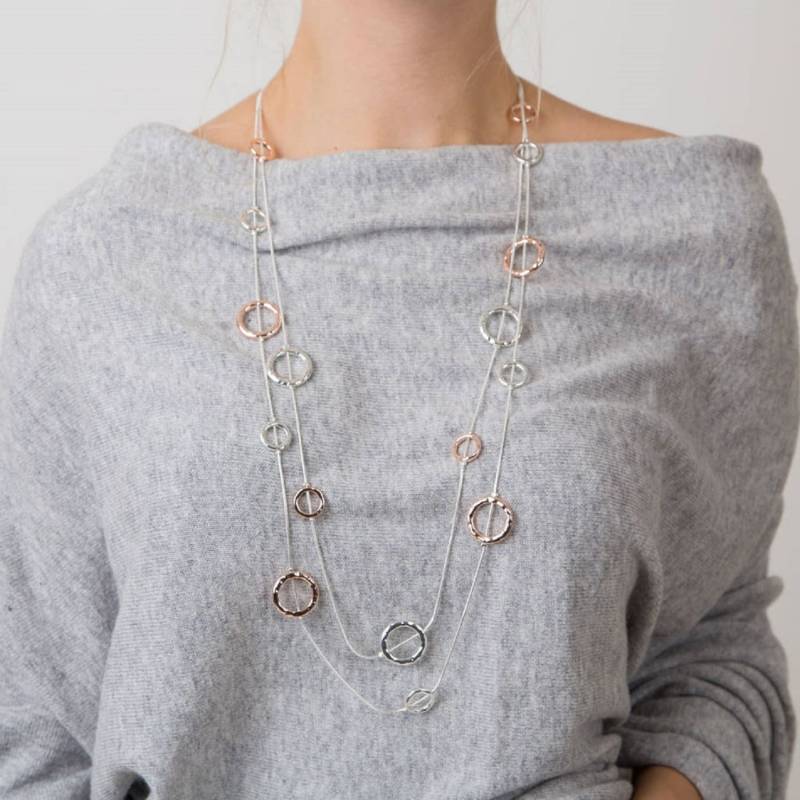 Doppelkette Geschmolzene Kreis Halskette Roségold & Silber Schmuck Doppelkette Geschmolzene Kreis Halskette Roségold & Silber Schmuck von Lovethelinks