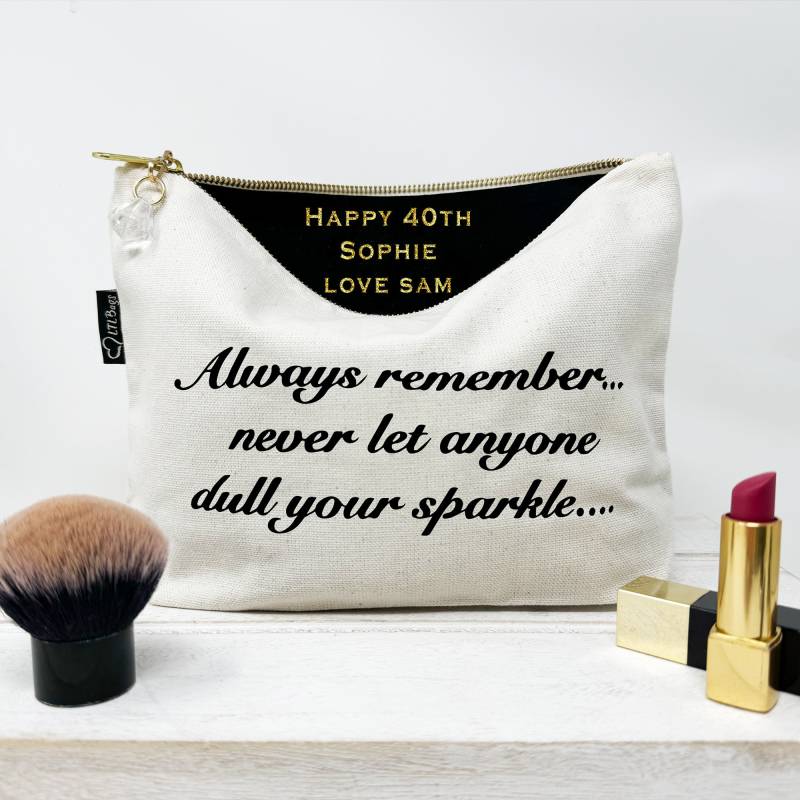 Dull Sparkle Kosmetiktasche-Slogantasche-Kulturbeutel-Make-Up Tasche-Reißverschlusstasche-Leinwandtasche-Bedruckte Tasche-Spaßtasche-Message Tasche Dull Sparkle Kosmetiktasche-Slogantasche-Kulturbeutel-Make-Up Tasche-Reißverschlusstasche-Leinwandtasche-Bedruckte Tasche-Spaßtasche-Message Tasche von Lovethelinks