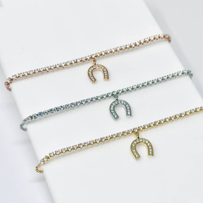 Hufeisen Armband Mit Glitzer Silber & Rosegold Reiter Geschenk Hufeisen Armband Mit Glitzer Silber & Rosegold Reiter Geschenk von Lovethelinks