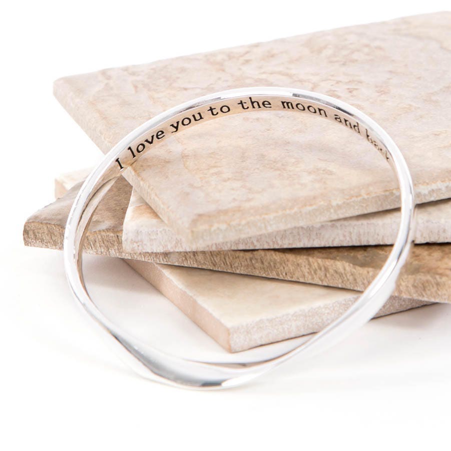 Versilberter Armreif Versteckte "I Love You To The Moon' Botschaft Versilberter Armreif Versteckte "I Love You To The Moon' Botschaft von Lovethelinks