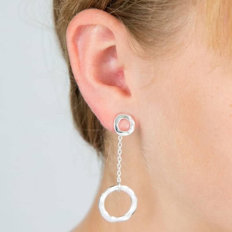 Zwei Wege Kreis Hängeohrringe Silber Ohrstecker, Rose Gold Option Zwei Wege Kreis Hängeohrringe Silber Ohrstecker, Rose Gold Option von Lovethelinks