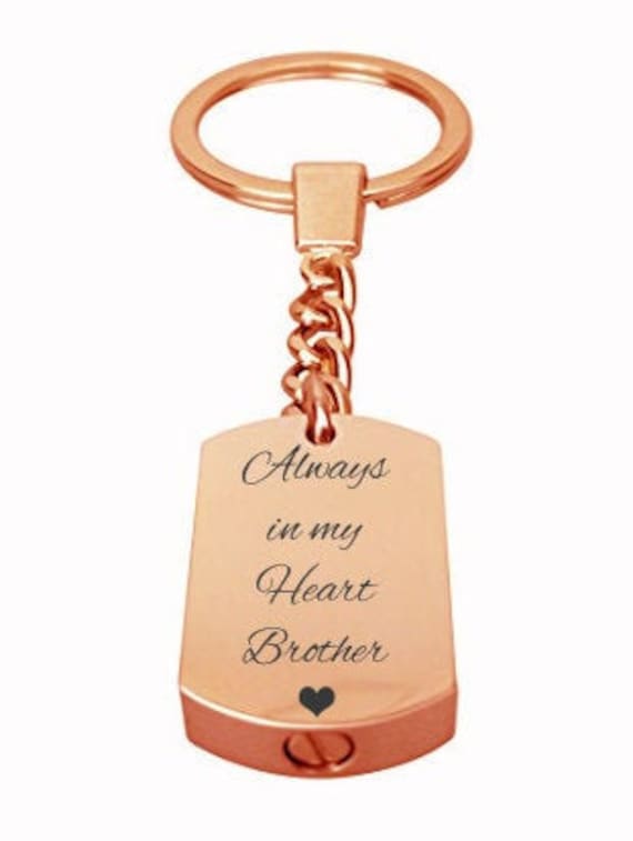 Always in My Heart Brother Roségold Urne Schlüsselanhänger - Gedenkasche Andenken Schmuck Gravur von LovetoTreasure