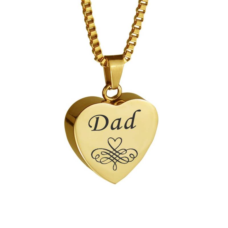 Dad Patterned Gold Herz Urne Anhänger - Memorial Ash Keepsake Schmuck Personalisierte Graviert Dad Patterned Gold Herz Urne Anhänger - Memorial Ash Keepsake Schmuck Personalisierte Graviert von LovetoTreasure