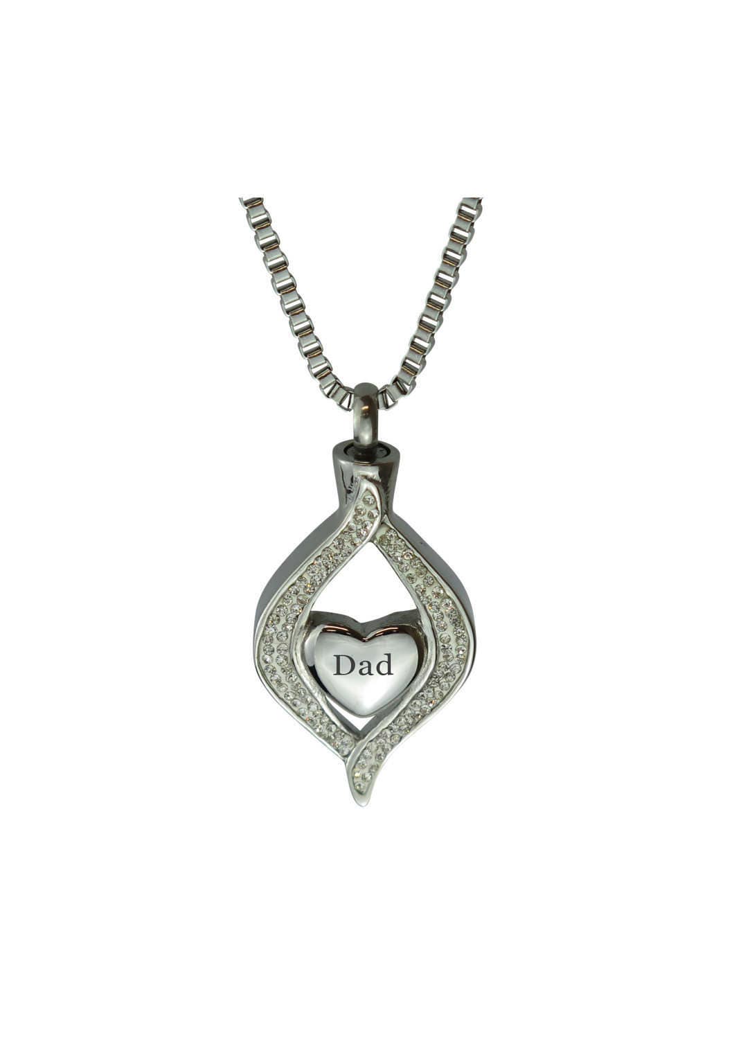 Diamant-Vater-Herz-Urne-Anhänger-Halskette - Gedenkasche-Andenken Feuerbestattungs-Schmuck Diamant-Vater-Herz-Urne-Anhänger-Halskette - Gedenkasche-Andenken Feuerbestattungs-Schmuck von LovetoTreasure
