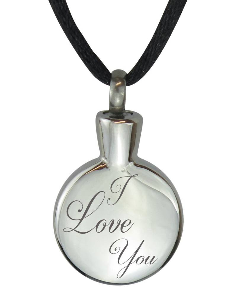I Love You Smooth Circle Urn Anhänger - Erinnerungs-Asche-Andenken-Schmuck Personalisierte Graviert von LovetoTreasure