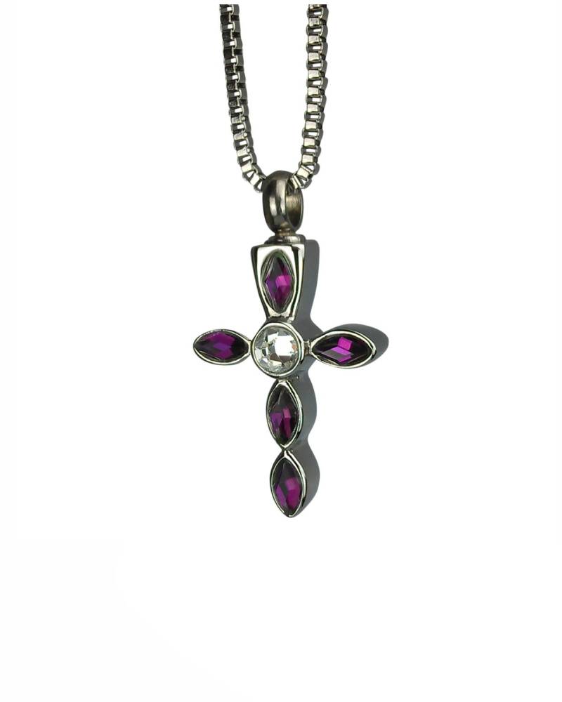 Lila Kristall Kreuz Urne Anhänger - Gedenkasche Andenken Schmuck Personalisierte Gravur Lila Kristall Kreuz Urne Anhänger - Gedenkasche Andenken Schmuck Personalisierte Gravur von LovetoTreasure
