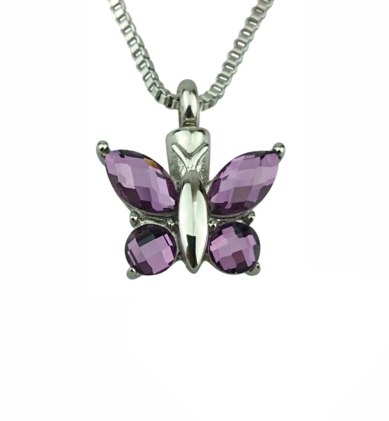 Lila Schmetterling Urne Anhänger - Gedenkstätte Schmuck Andenken Personalisierte Gravur Lila Schmetterling Urne Anhänger - Gedenkstätte Schmuck Andenken Personalisierte Gravur von LovetoTreasure