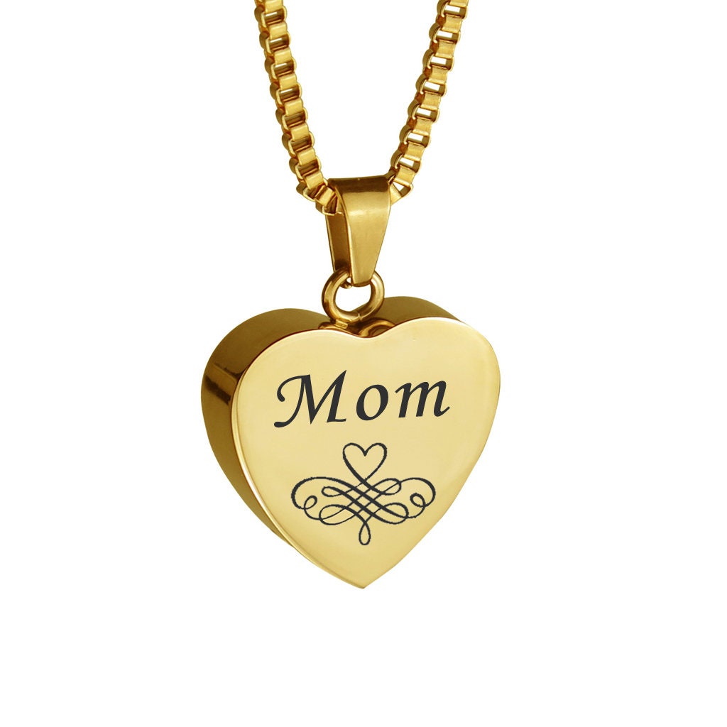 Mama Gemusterte Gold Herz Urne Anhänger - Erinnerung Ash Keepsake Schmuck Personalisierte Graviert Mama Gemusterte Gold Herz Urne Anhänger - Erinnerung Ash Keepsake Schmuck Personalisierte Graviert von LovetoTreasure