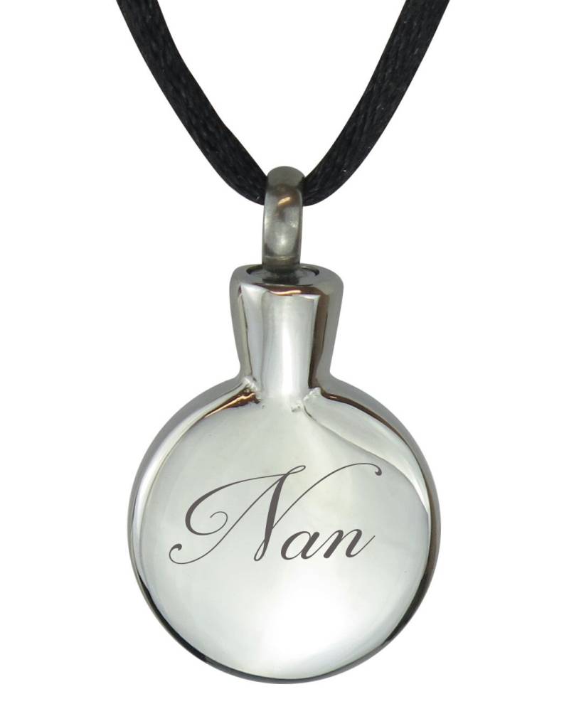 Nan Smooth Circle Urn Anhänger - Erinnerungs-Asche-Andenken-Schmuck Personalisierte Graviert von LovetoTreasure